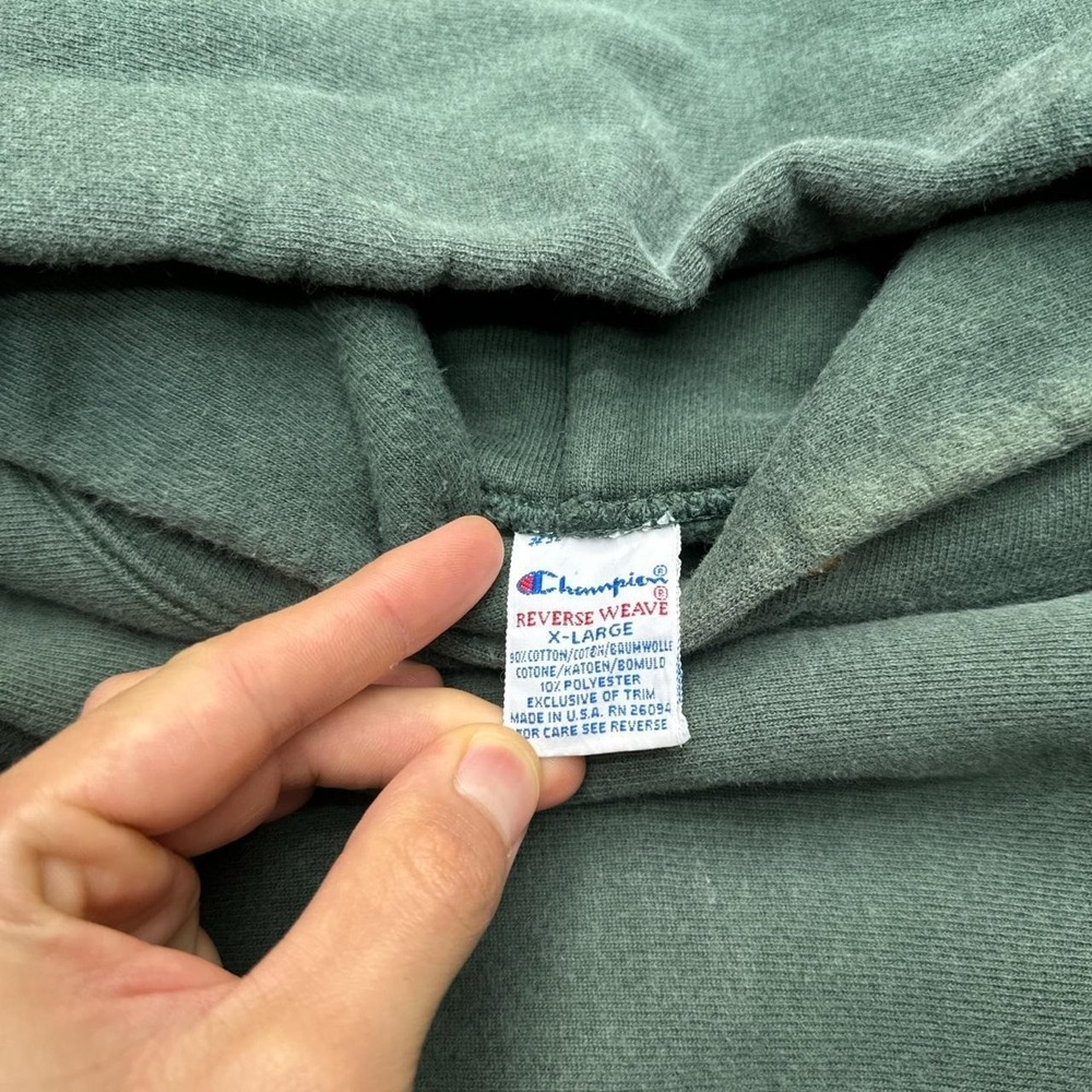 Champion Reverse Weave TRUE 90s Made in USA Hoodie Mens Sz XL Green Pullover - Picture 3 of 8